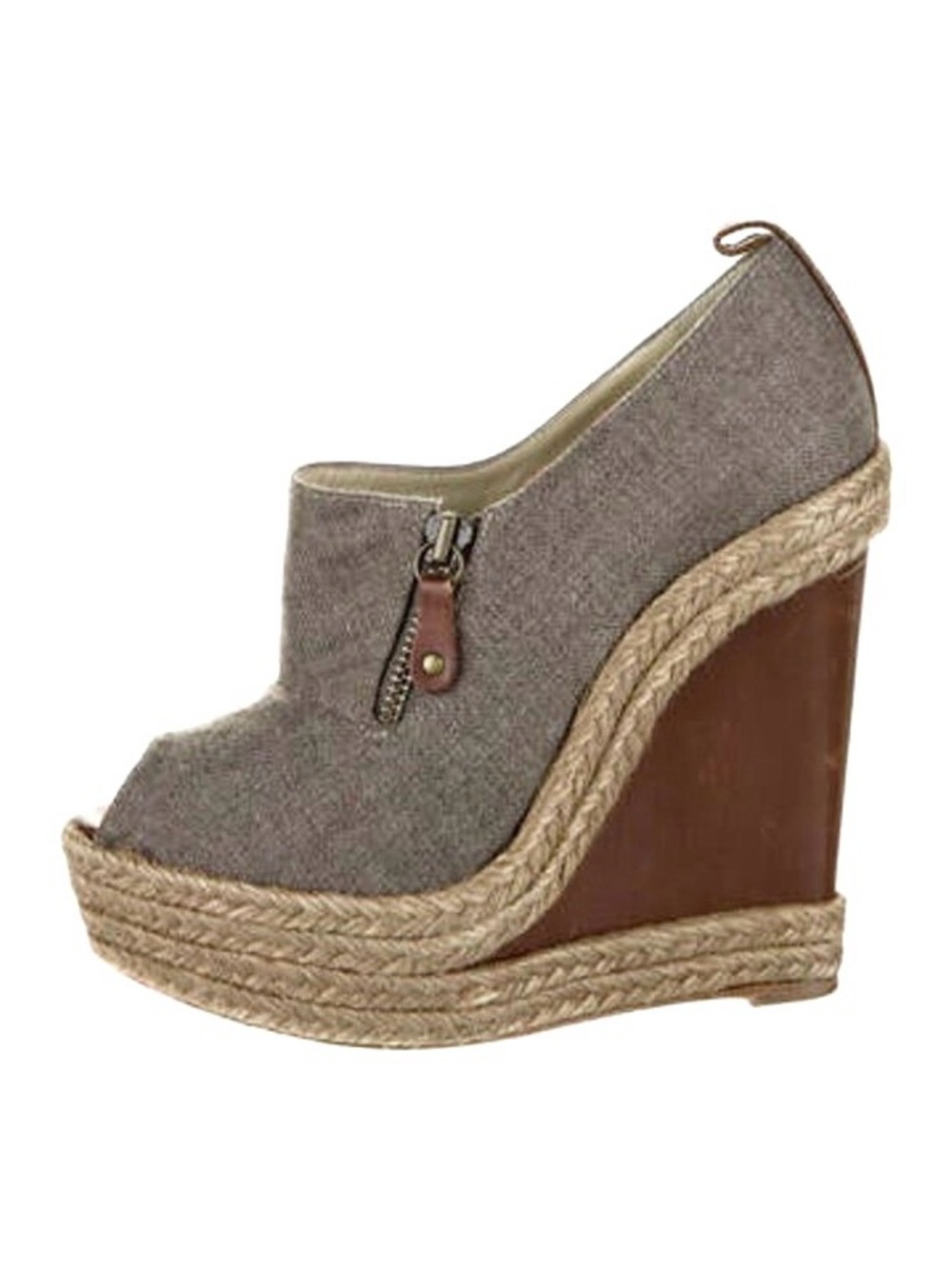 Christian Louboutin Deroba Espadrille Wedges Grey Open Toe Platform Booties 36 6